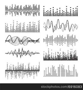 Sound Waves Vector. Pulse Abstract. Digital Frequency Track Equalizer Illustration. Music Sound Waves Vector. Classic Sound Wave From Equalizer. Audio Technology, Musical Pulse. Illustration