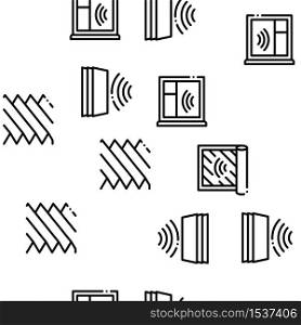 Soundproofing Building Material Seamless Pattern Vector Thin Line. Illustrations. Soundproofing Building Material Icons Set Vector