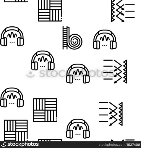 Soundproofing Building Material Seamless Pattern Vector Thin Line. Illustrations. Soundproofing Building Material Icons Set Vector