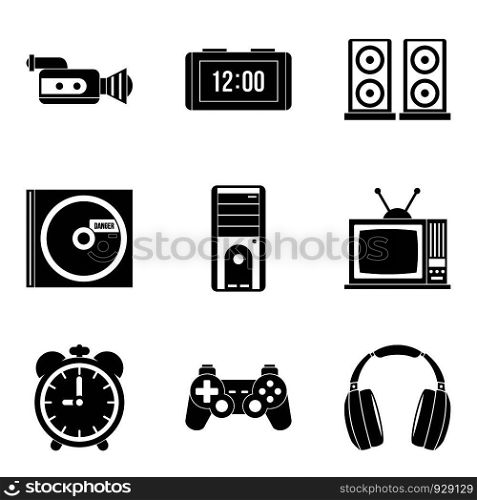 Soundtrack icons set. Simple set of 9 soundtrack vector icons for web isolated on white background. Soundtrack icons set, simple style