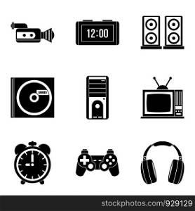 Soundtrack icons set. Simple set of 9 soundtrack vector icons for web isolated on white background. Soundtrack icons set, simple style