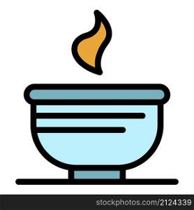 Soup bowl icon. Outline soup bowl vector icon color flat isolated. Soup bowl icon color outline vector