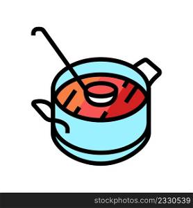 soup cooking from tomato color icon vector. soup cooking from tomato sign. isolated symbol illustration. soup cooking from tomato color icon vector illustration