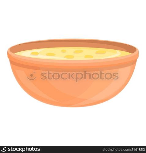 Soup cream plate icon cartoon vector. Hot bowl. Vegetable food. Soup cream plate icon cartoon vector. Hot bowl