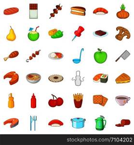 Soup icons set. Cartoon style of 36 soup vector icons for web isolated on white background. Soup icons set, cartoon style