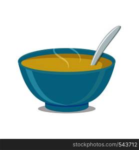 Soup with vegetables isolated on white background. Vector illustration. Hot bowl of soup, dish isolated icon.