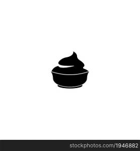 Sour cream bowl icon vector symbol design template.