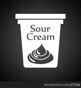 Sour cream icon. Black background with white. Vector illustration.