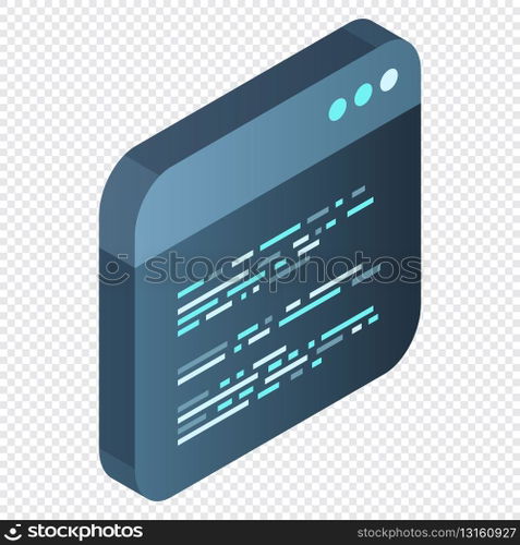 Source code isometric. Abstract programming language and program code on a screen. Vector illustration
