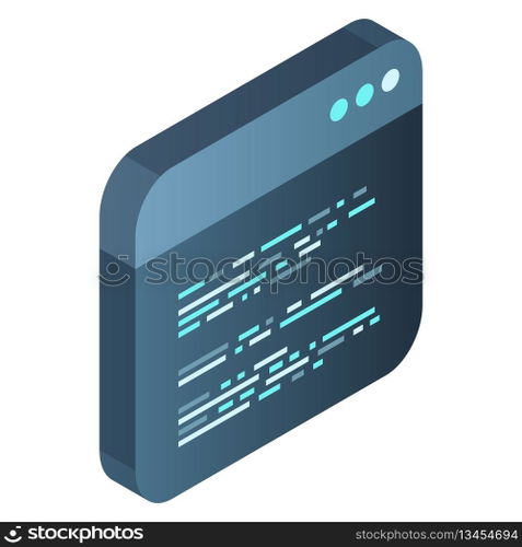 Source code isometric. Abstract programming language and program code on a screen. Vector illustration