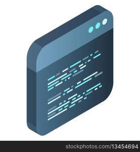 Source code isometric. Abstract programming language and program code on a screen. Vector illustration