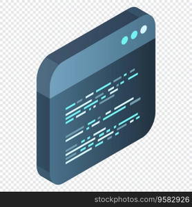 Source code isometric. Abstract programming language and program code on a screen. Vector illustration