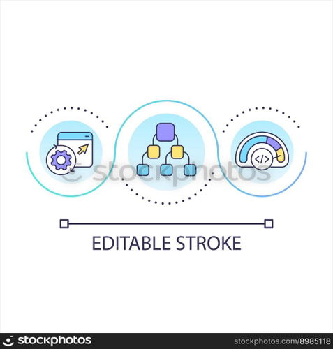 Source control system loop concept icon. Programming process. Software management tools abstract idea thin line illustration. Isolated outline drawing. Editable stroke. Arial font used. Source control system loop concept icon