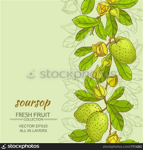 soursop vector background. soursop branches vector pattern on color background