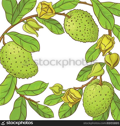 soursop vector frame. soursop branches vector frame on white background