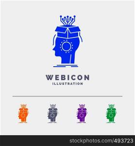 sousveillance, Artificial, brain, digital, head 5 Color Glyph Web Icon Template isolated on white. Vector illustration. Vector EPS10 Abstract Template background
