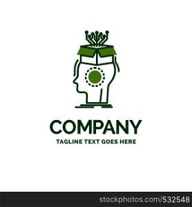 sousveillance, Artificial, brain, digital, head Flat Business Logo template. Creative Green Brand Name Design.