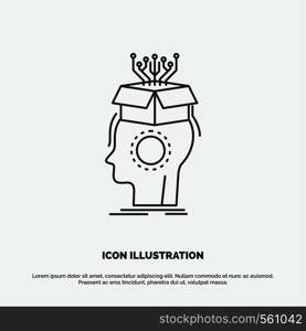 sousveillance, Artificial, brain, digital, head Icon. Line vector gray symbol for UI and UX, website or mobile application. Vector EPS10 Abstract Template background