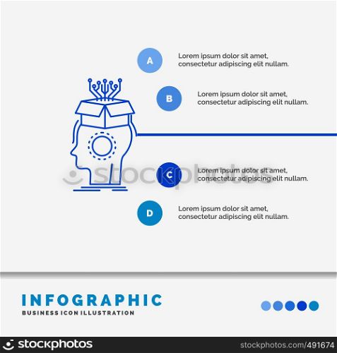 sousveillance, Artificial, brain, digital, head Infographics Template for Website and Presentation. Line Blue icon infographic style vector illustration. Vector EPS10 Abstract Template background