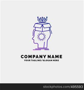 sousveillance, Artificial, brain, digital, head Purple Business Logo Template. Place for Tagline. Vector EPS10 Abstract Template background