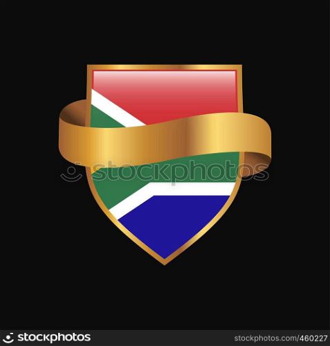 South Africa flag Golden badge design vector