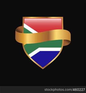 South Africa flag Golden badge design vector
