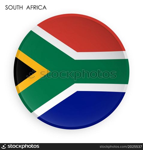 SOUTH AFRICA flag icon in modern neomorphism style. Button for mobile application or web. Vector on white background