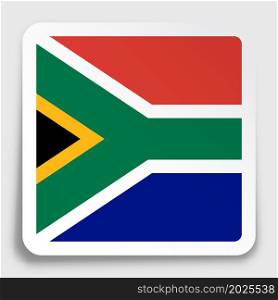 south africa flag icon on paper square sticker with shadow. Button for mobile application or web. Vector