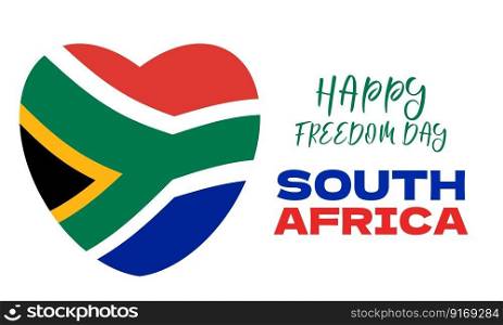 South Africa Freedom Day Afrikaans Vryheidsdag is a public holiday in South Africa celebrated on 27 April. Background, poster, card, banner design. Vector EPS 10. South Africa Freedom Day Afrikaans Vryheidsdag on white Background, poster, card, banner design.