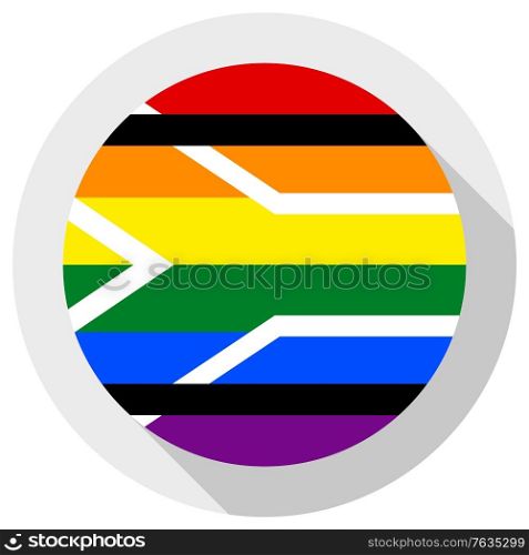 south africa LGBT flag, round shape icon on white background