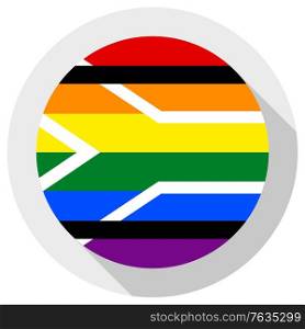 south africa LGBT flag, round shape icon on white background