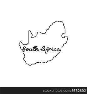 South Africa outline map with the handwritten country name. Continuous line drawing of patriotic home sign. A love for a small homeland. T-shirt print idea. Vector illustration.. South Africa outline map with the handwritten country name. Continuous line drawing of patriotic home sign