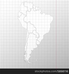 South America map in a cage on white background vector. South America map background vector