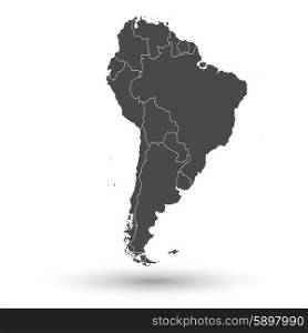 South America map with shadow background vector. South America map background vector