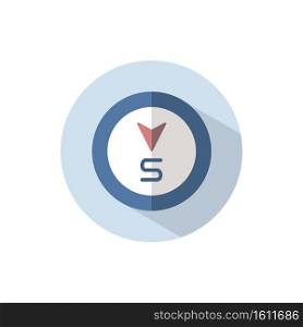 South direction. Flat color icon on a circle. Weather vector illustration