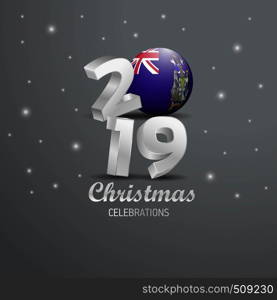 South Georgia Flag 2019 Merry Christmas Typography. New Year Abstract Celebration background