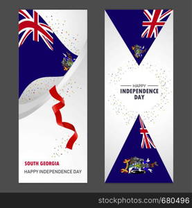 South Georgia Happy independence day Confetti Celebration Background Vertical Banner set