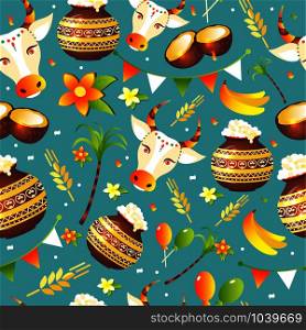 South Indian Festival Pongal Background Template Design Seamless pattern. South Indian Festival Pongal Background Template Design Seamless pattern - Pongal Festival Background
