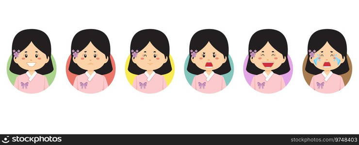 South korea avatar with various expression Vector Image