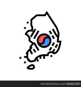 south korea country map flag color icon vector. south korea country map flag sign. isolated symbol illustration. south korea country map flag color icon vector illustration