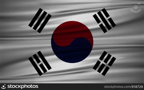 South Korea flag vector. Vector flag of South Korea blowig in the wind. EPS 10.