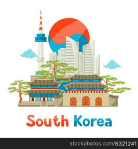 South Korea historical and modern architecture background design. South Korea historical and modern architecture background design.