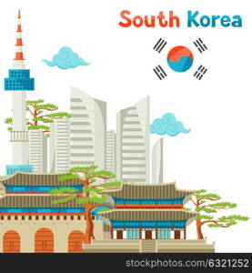 South Korea historical and modern architecture background design. South Korea historical and modern architecture background design.