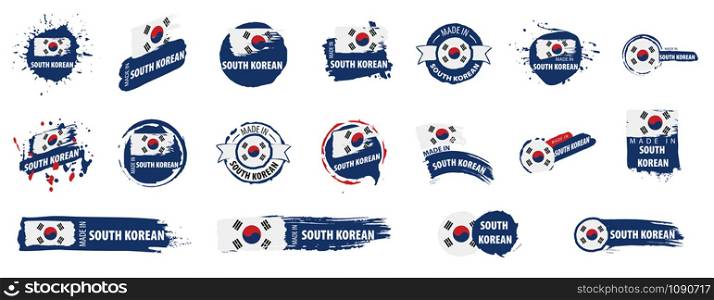 South Korean national flag, vector illustration on a white background. South Korean flag, vector illustration on a white background