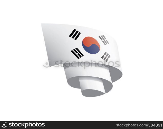 South Korean national flag, vector illustration on a white background. South Korean flag, vector illustration on a white background