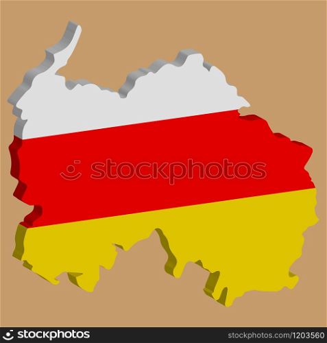South Ossetia map flag vector 3D illustration eps 10.. South Ossetia map flag vector 3D