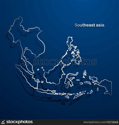 Southeast asia map hand drawn background vector,illustration