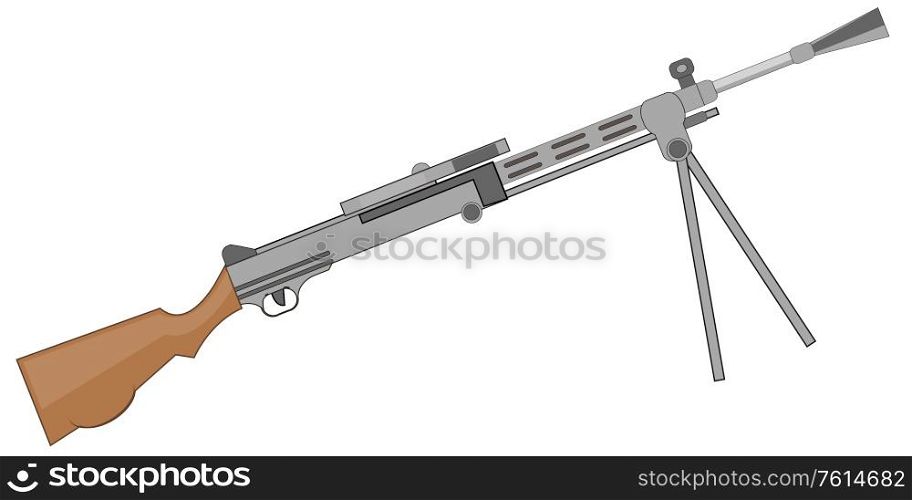 Soviet machine gun of the timeses of the second world war. Soviet machine gun on white background is insulated