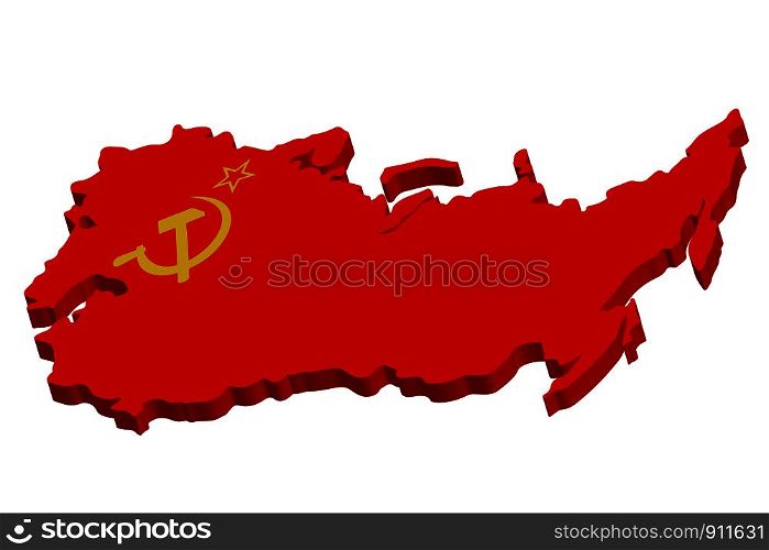 Soviet Union, USSR, map with flag 3d.Vector illustration. Soviet Union, USSR, map with flag