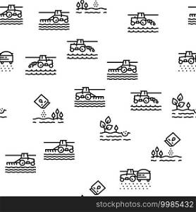 Sowing Agricultural Vector Seamless Pattern Thin Line Illustration. Sowing Agricultural Vector Seamless Pattern